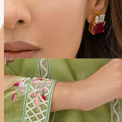 Zara Two-Tier Stud Earrings – Ruby & Crystal